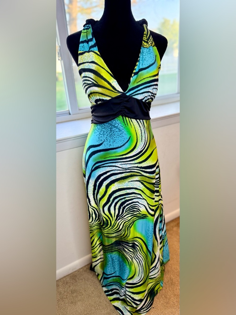 Body Central Y2K NWT Deadstock V neck Halter maxi dress empire waist sexy chic S
